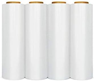 PSBM Stretch Wrap, 4 Pack, 18 Inch x 1000 Feet, 120 Gauge, Clear Plastic Cling, Blown Hand Stretch Film Rolls for Packaging Moving Packing Pallets