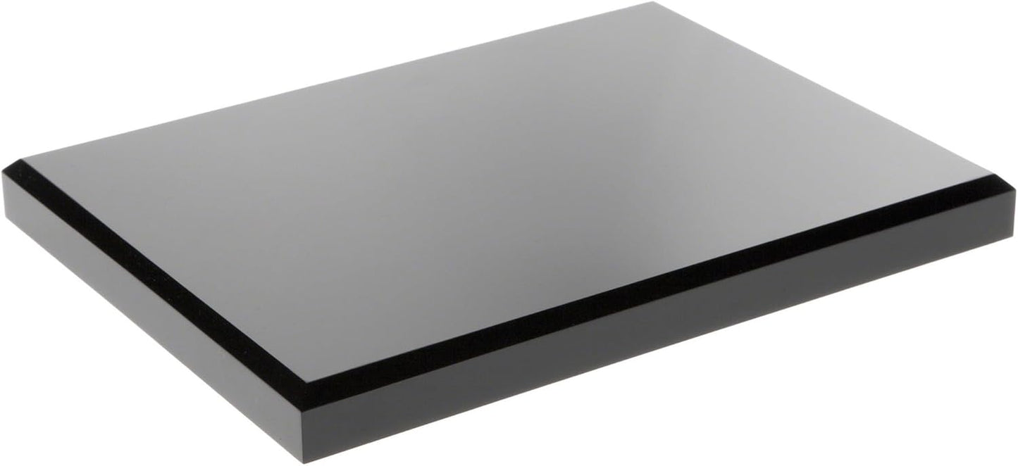 Plymor Black Acrylic Rectangular Beveled Display Base, 8" W x 6" D x 0.75" H, Pack of 3