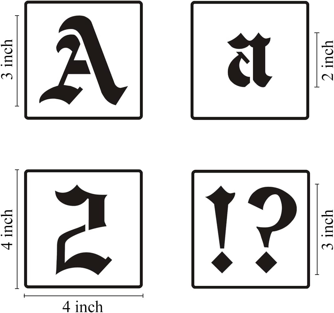 3 Inch Alphabet Letter Stencils for Painting - 70 Pack Old English Letter Stencil Templates with Numbers and Signs for Painting on Wood, Reusable Letters Stencils for Chalkboard Wood Signs & Wall Art