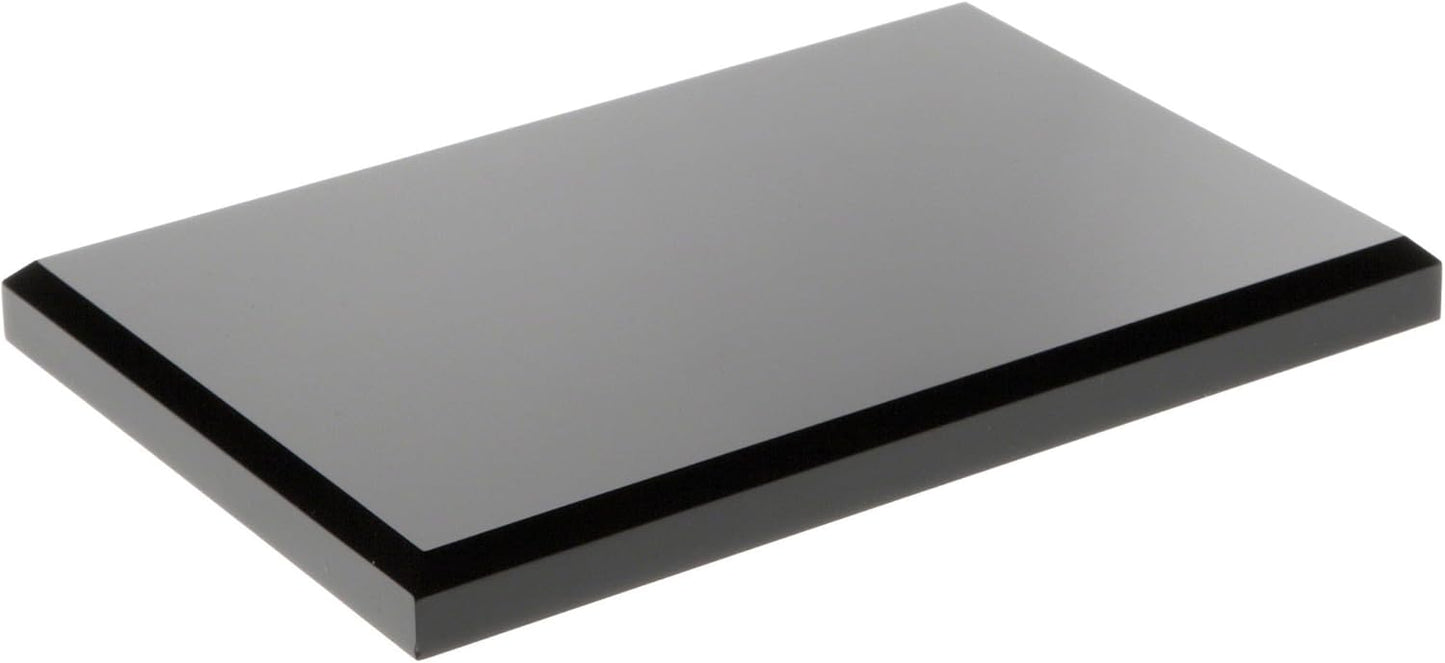 Plymor Black Acrylic Rectangular Beveled Display Base, 6" W x 4" D x 0.5" H