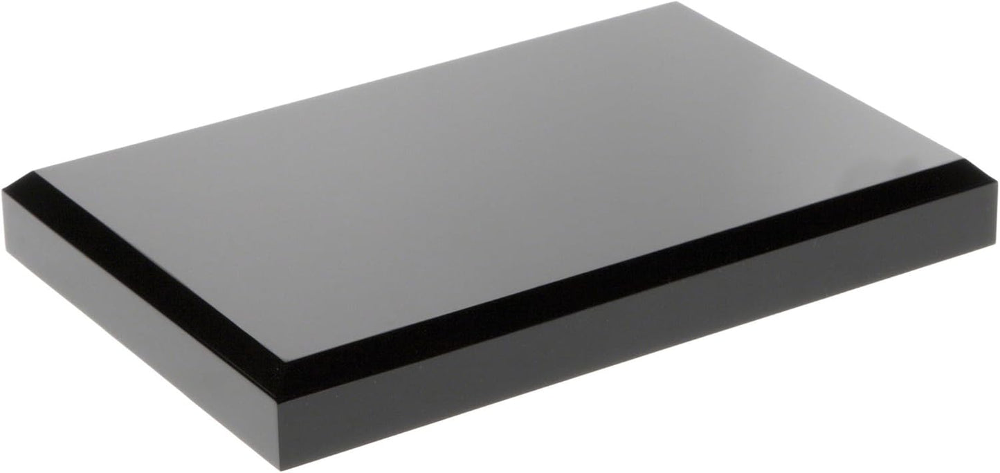 Plymor Black Acrylic Rectangular Beveled Display Base, 6" W x 4" D x 0.75" H, Pack of 3