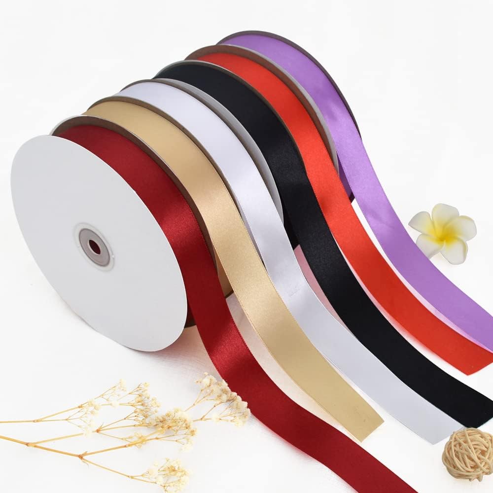 TONIFUL 1 Inch x 100yds Red Satin Ribbon, Thin Solid Color Satin Ribbon for Gift Wrapping, Crafts, Hair Bows Making, Wedding Party Decoration, Sewing, Invitation Cards, Floral Bouquets, Christmas