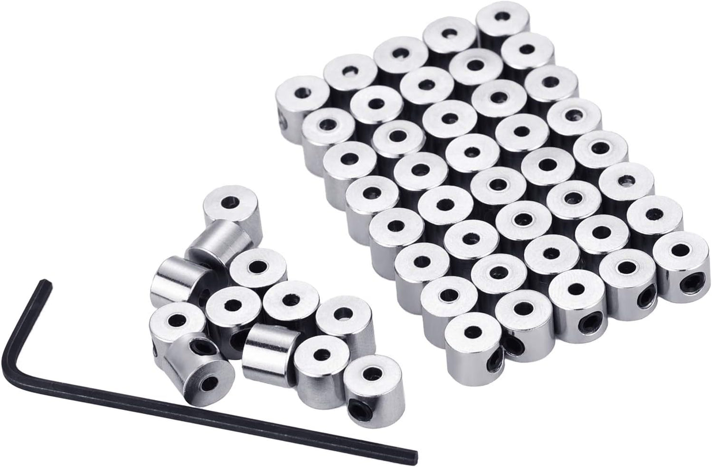 Leinuosen 60 Pieces Pin Keepers Locking Clasp Pin Backs Replacement with Wrench (Silver Color, 6 x 5 mm)