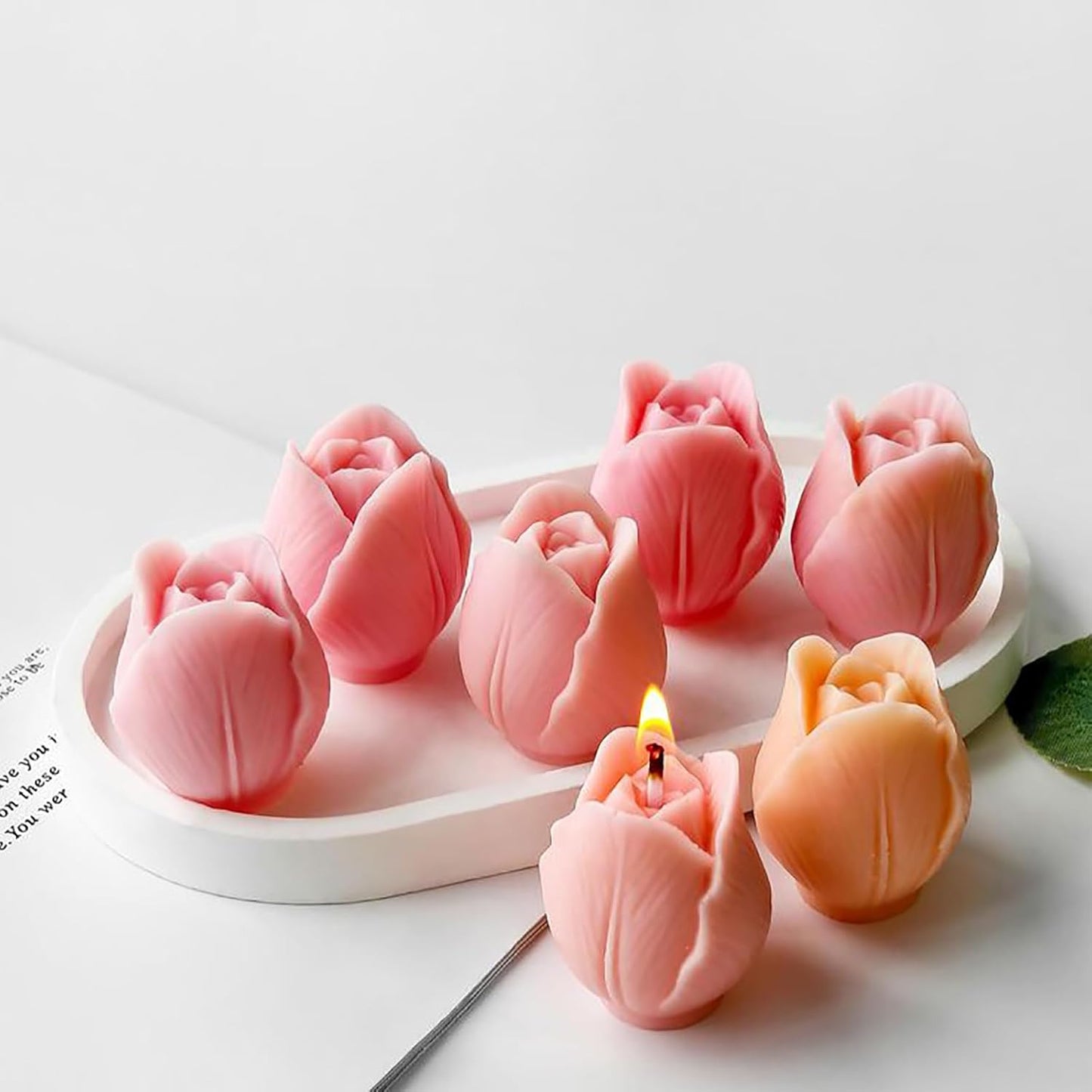 JDH 3 PCS Tulip Flower Silicone Molds 3D Floral Resin Candle Soap Mold,Candle molds for Candle Making for DIY Resin Crafts,Cake Decoration,Flower Fondant & Home Decor Casting