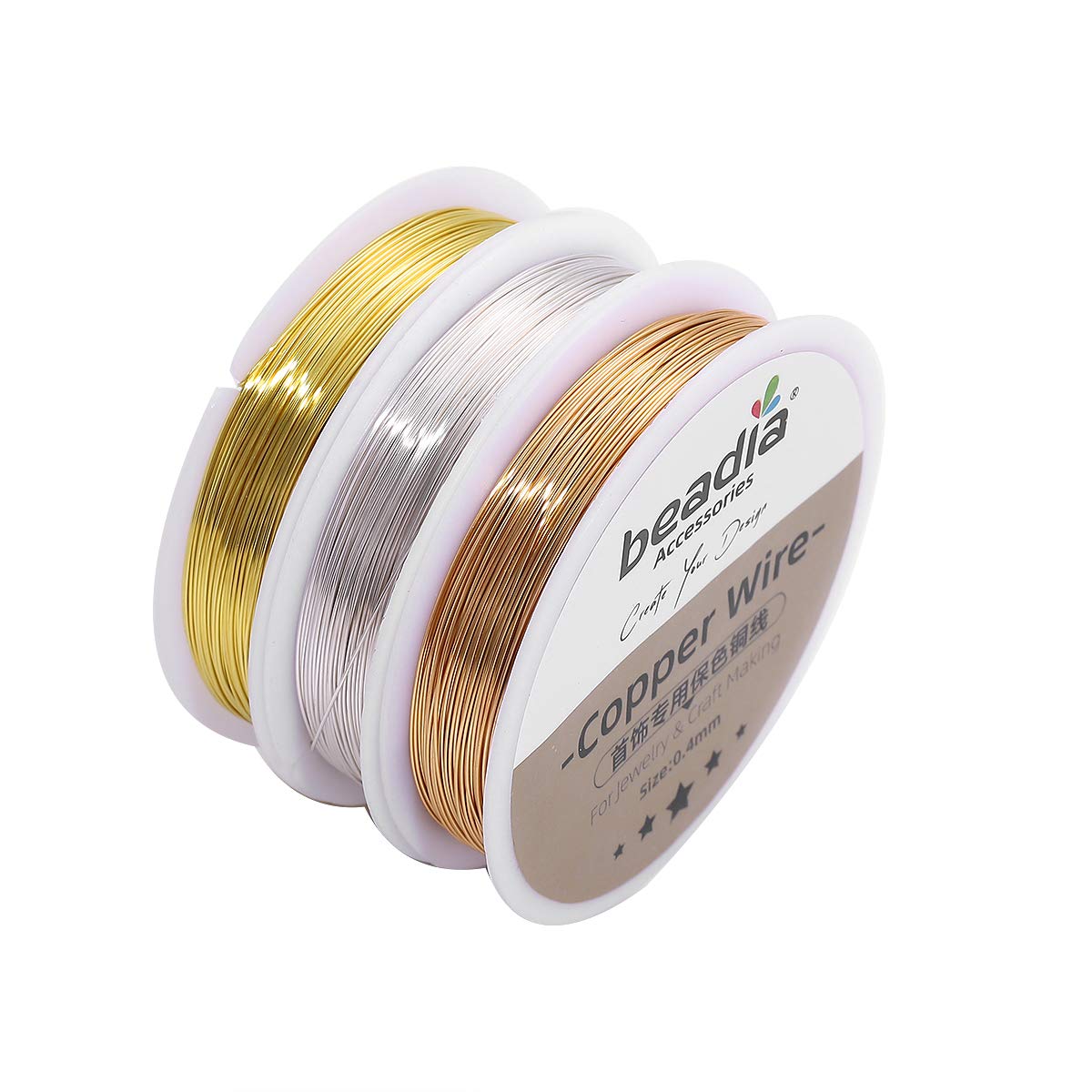 KC Gold Copper Wire 0.5mm Bead Cord for Bracelet Necklace Charm Beading Jewelry Making 22yard