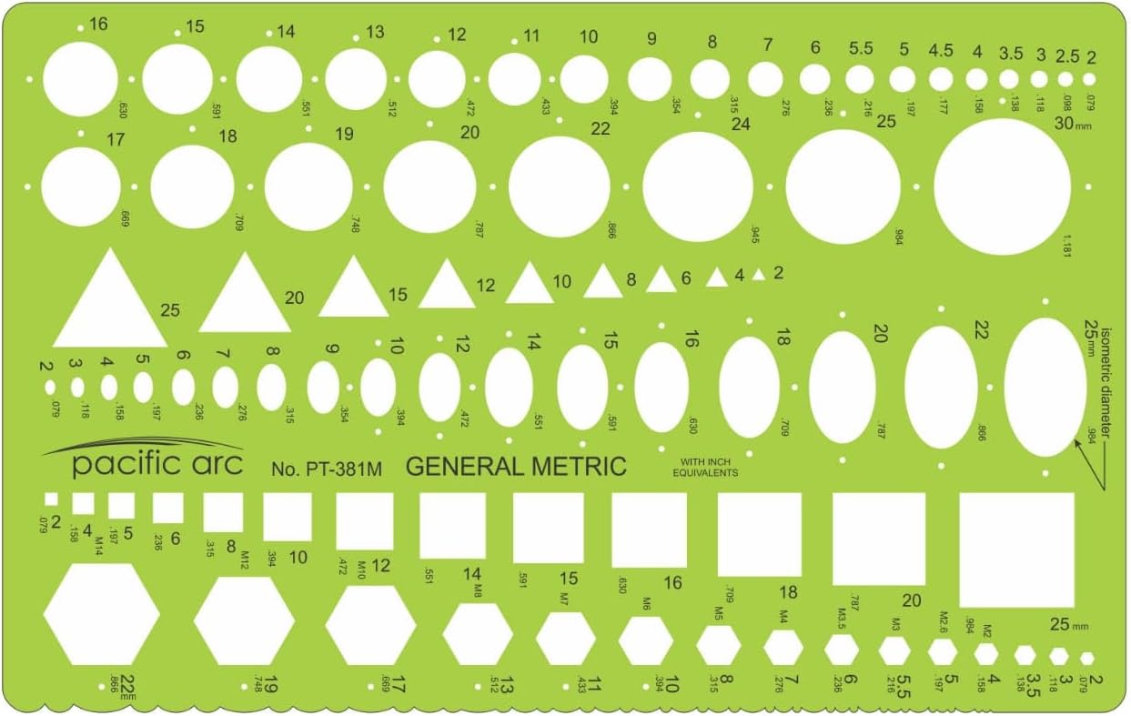 Pacific Arc Template: Combo Metric Circle Master, 2mm to 50mm 8.89" x 8.81"