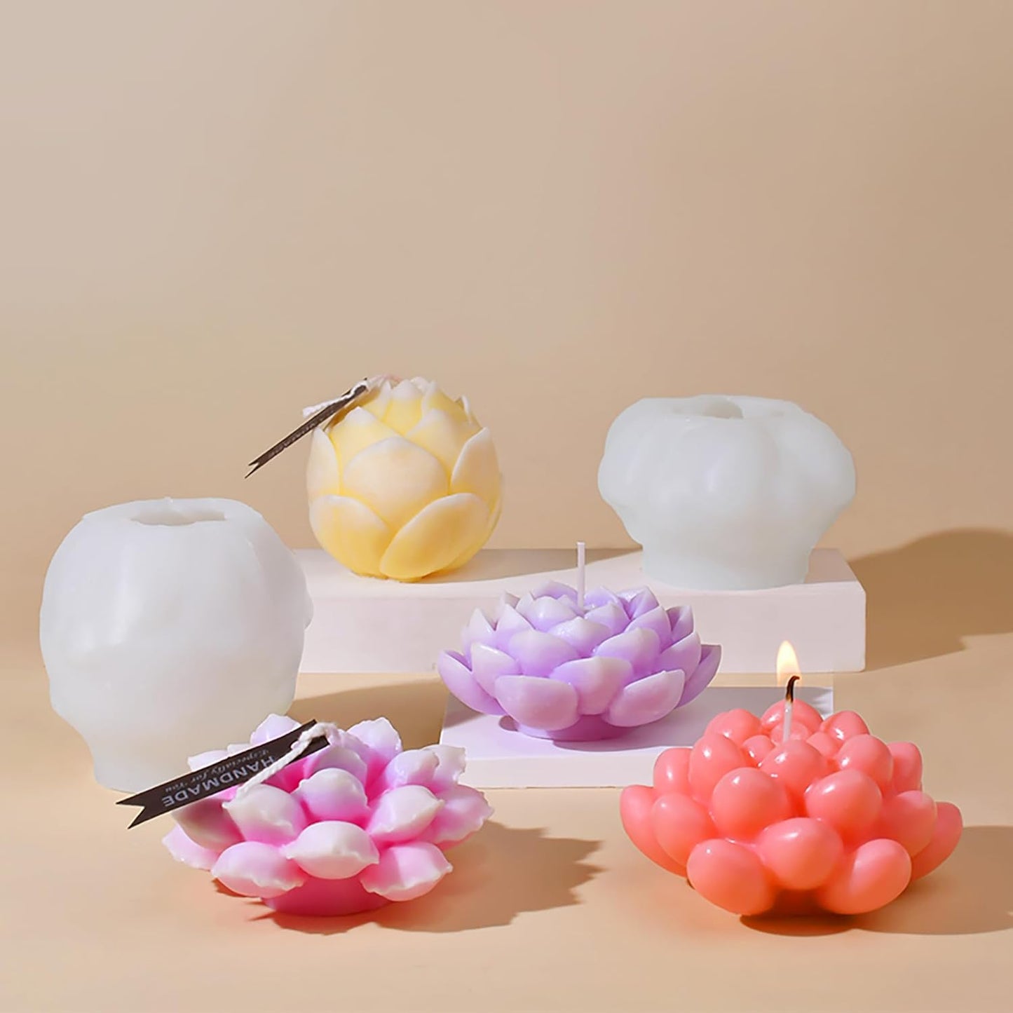 Large Flower Succulent Candle Mold Resin Casting Silicone Molds for Home Decor & Candle Making Wave Spiral Mold