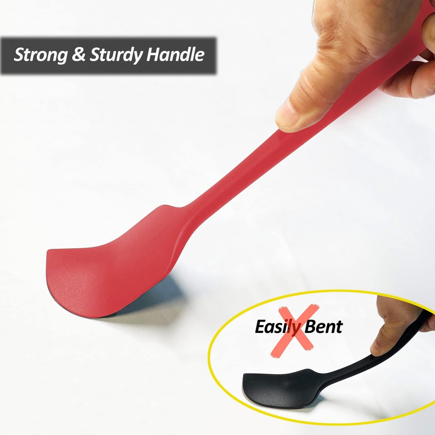 3 Pack Large Silicone Spatula for Kitchen,600°F Heat resistant Rubber Spatulas for Baking,Cooking, Scraping,and Mixing,Non Stick Kitchen Utensils, BPA Free, 11.2 IN, Red