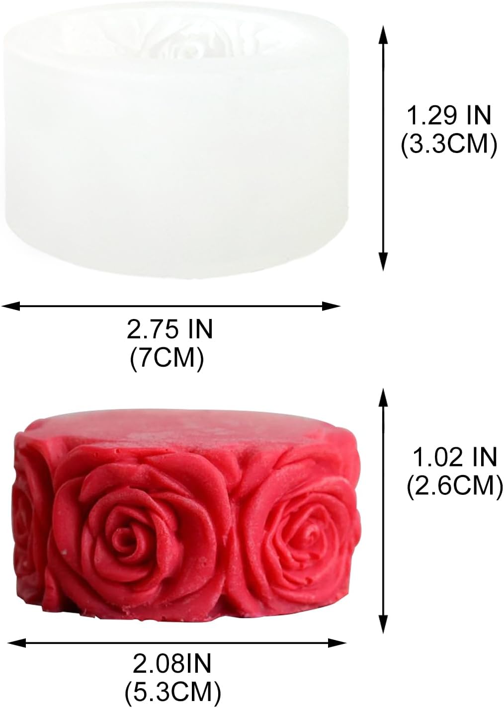 Rose Flower Column Candle Molds Day Cylinder Resin Casting Mold for Candle Making Resin Casting Silicone Mold for DIY Candle Making Polymer Clay Craft Plaster