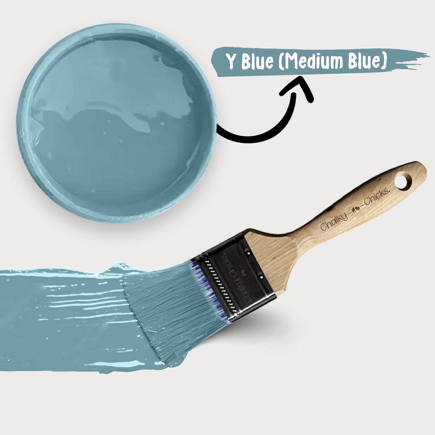 Chalky Chicks 8 Fl Oz Matte Y Blue (Blue) Chalk Paint for Furniture Without Sanding - No Prep Furniture Paint No Sanding All in One for Crafts, Wood, Walls, Cabinet, Metal, Dresser, Farmhouse