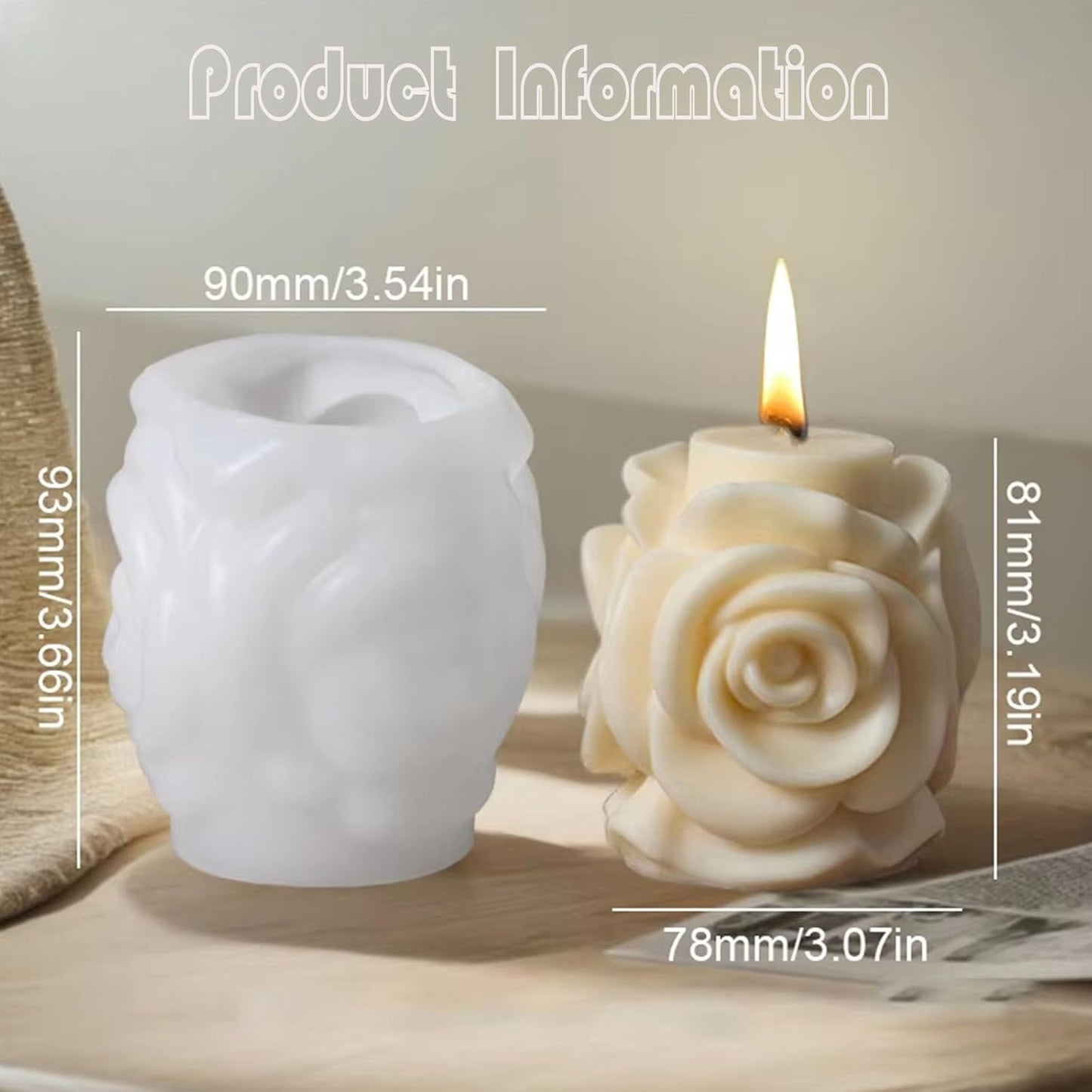 mdgfge Rose Pillar Candle Silicone Mold, Valentine's Day Handmade 3D Rose Candle Molds Flower Bouquet Soap Gypsum Resin Mold for Wedding Anniversary Crafts Decor Supplies
