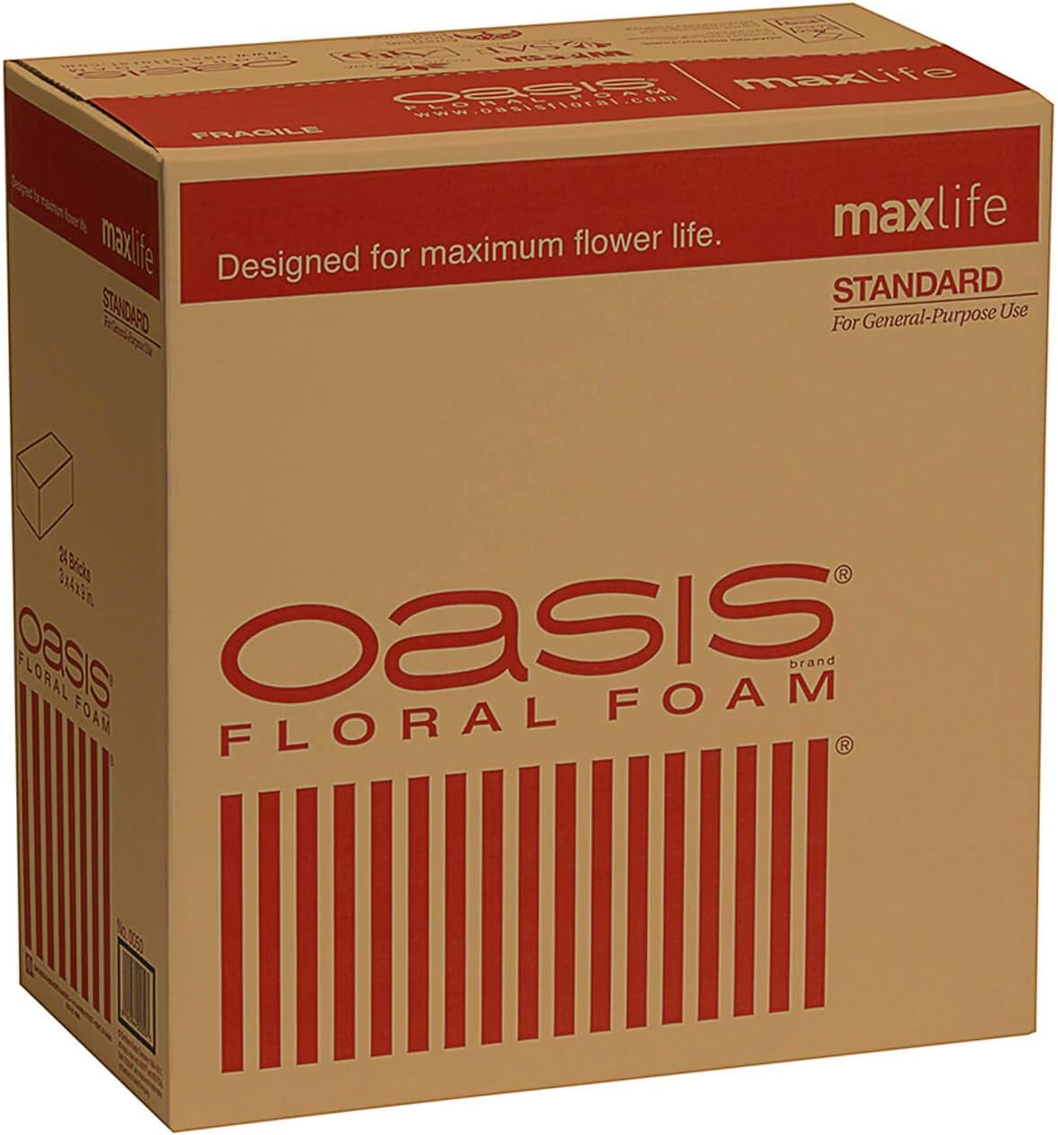 Oasis Standard Floral Foam for Flower Arrangement - 9" x 4" x 3" - Green Color - Durable Material - Biodegradable - Pack of 48 - Flower Foam Supplies