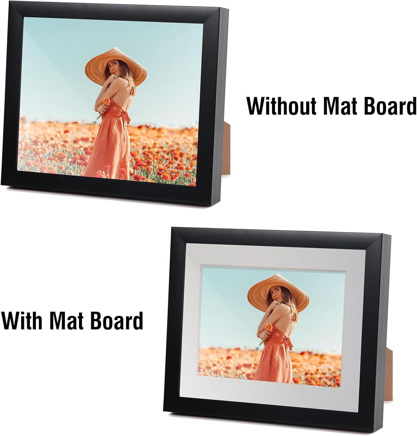 Falling in Art 5 Pack Acid Free 12x16'' White Picture Mats Board Show Kit for 8x12'' Photos, 4-Ply Beveled Pre-Cut Photo Mats with Backing Board for Frames, Artwork and Prints