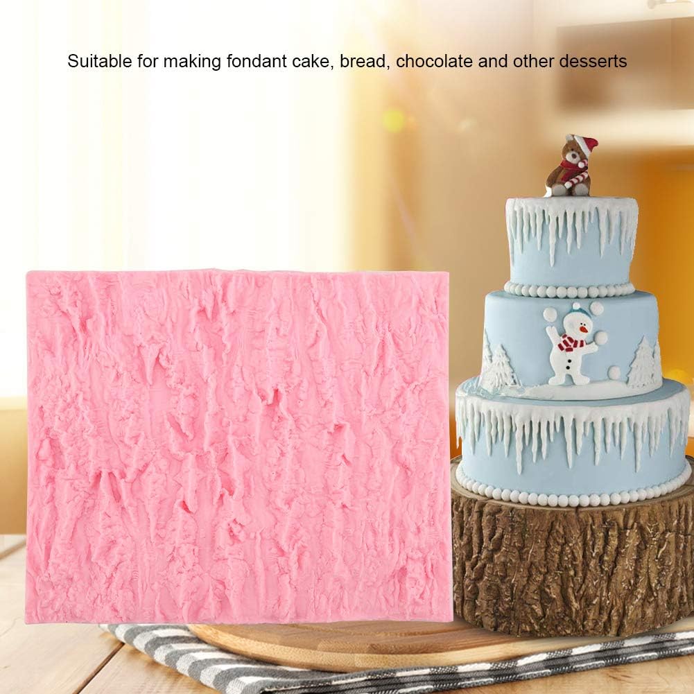 Rectangle Cake Tree Bark Texture Design Silicone Icicle Lace Bread Baking Non Stick Fondant Impression Mat Desserts DIY Baking Tool for Cakes Decorating Wedding Celebrations