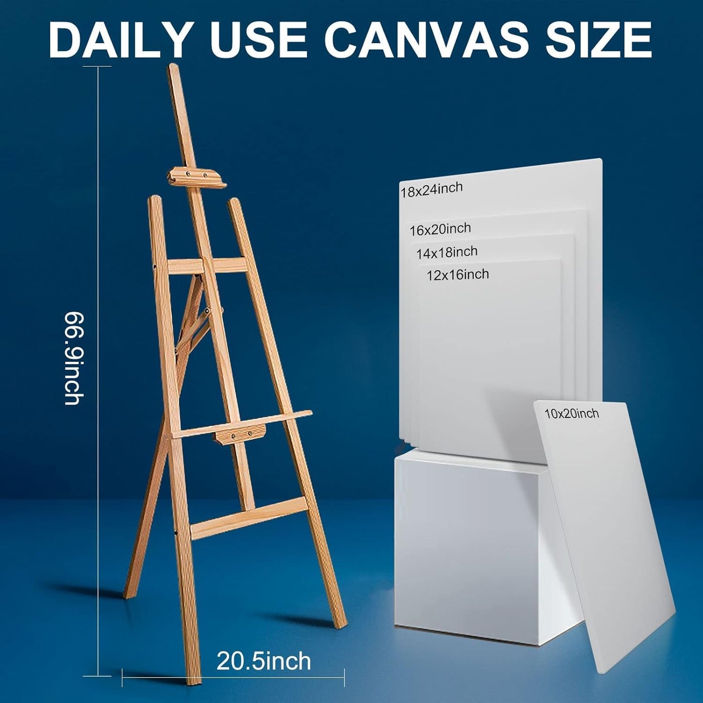 Stretched Canvases for Painting 14x18 Inch 7-Pack, 10 oz Triple Primed Acid-Free 100% Cotton Blank Canvas, Rectangular Canvas for Oil Paint Acrylics Pouring & Wet Art Media