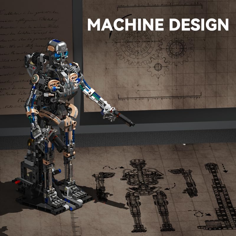 Mechanical Robot Model Set for Adults, Multi-Jointed Movement with Ice Blue Accents, Mechanical Programming with Display Stand, Favorite Gift for Adults Teens Age 13+(692 PCS(Robot)