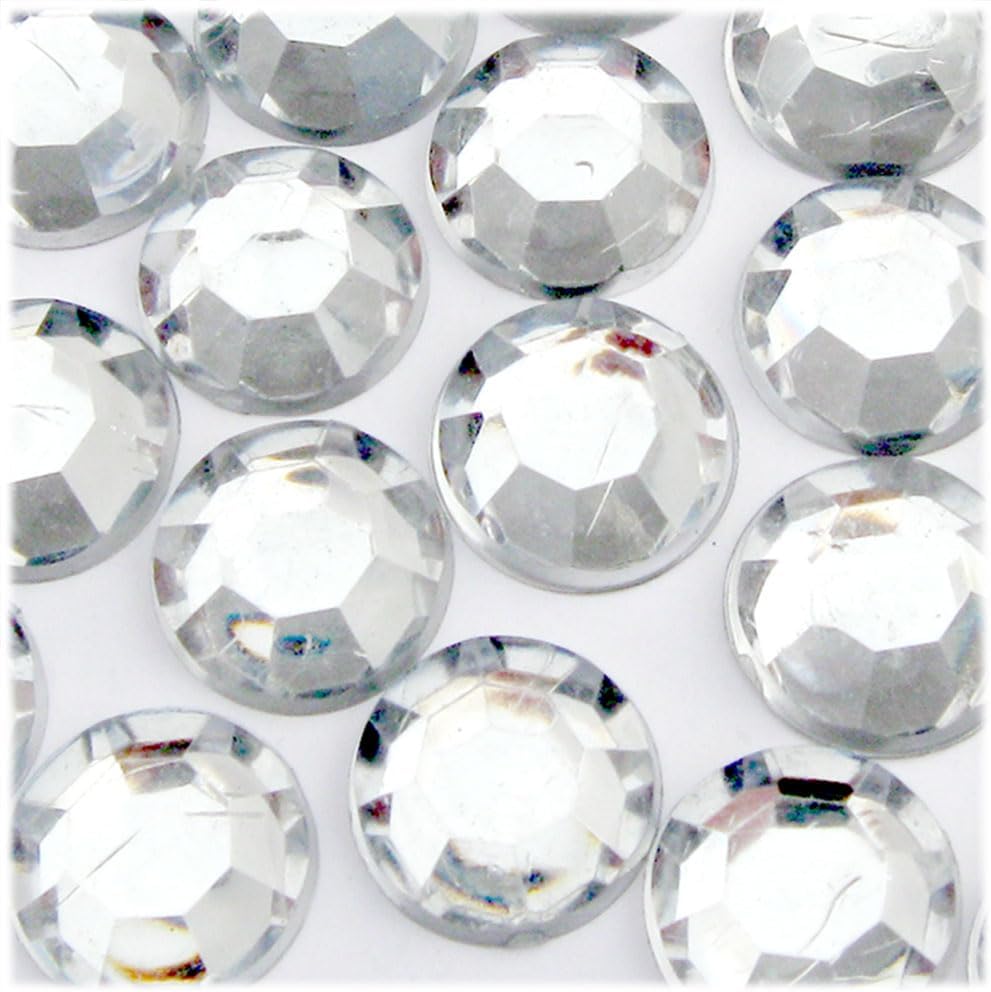 The Crafts Outlet 72pc Flatback Acrylic Rhinestones Round 20mm - Jet Black
