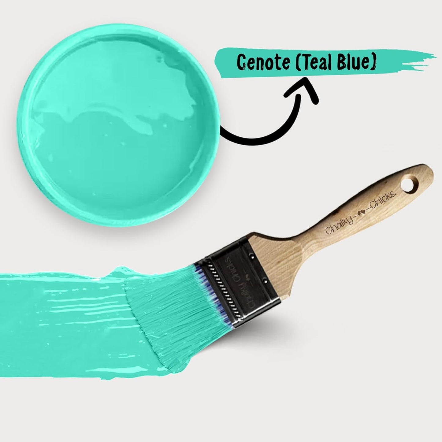 Chalky Chicks All-in-One Chalk Paint for Furniture or Cabinet - 8 Fl Oz - Matte Finish Cenote (Teal Blue) for Metal, Wood Furniture Paint - No Sanding All-in-One for Home Decor & Crafts, USA Made