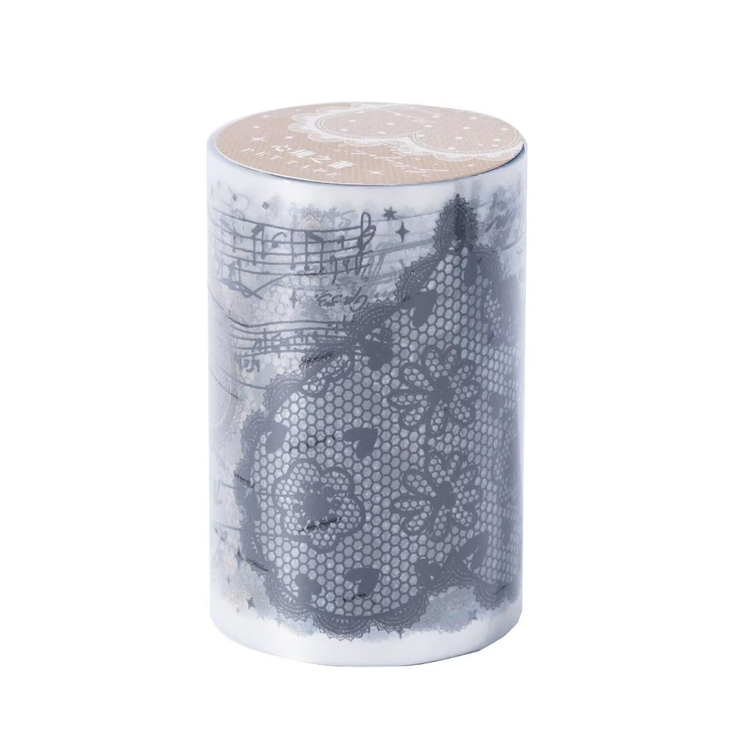 3pcs Vintage Lace Tape Cutout Art Lace Black White Stickers Roll Sticker PET Reusable Exquisite Lace Heart Pattern Tape for DIY Scrapbook Album Journal Photo Frames Decor