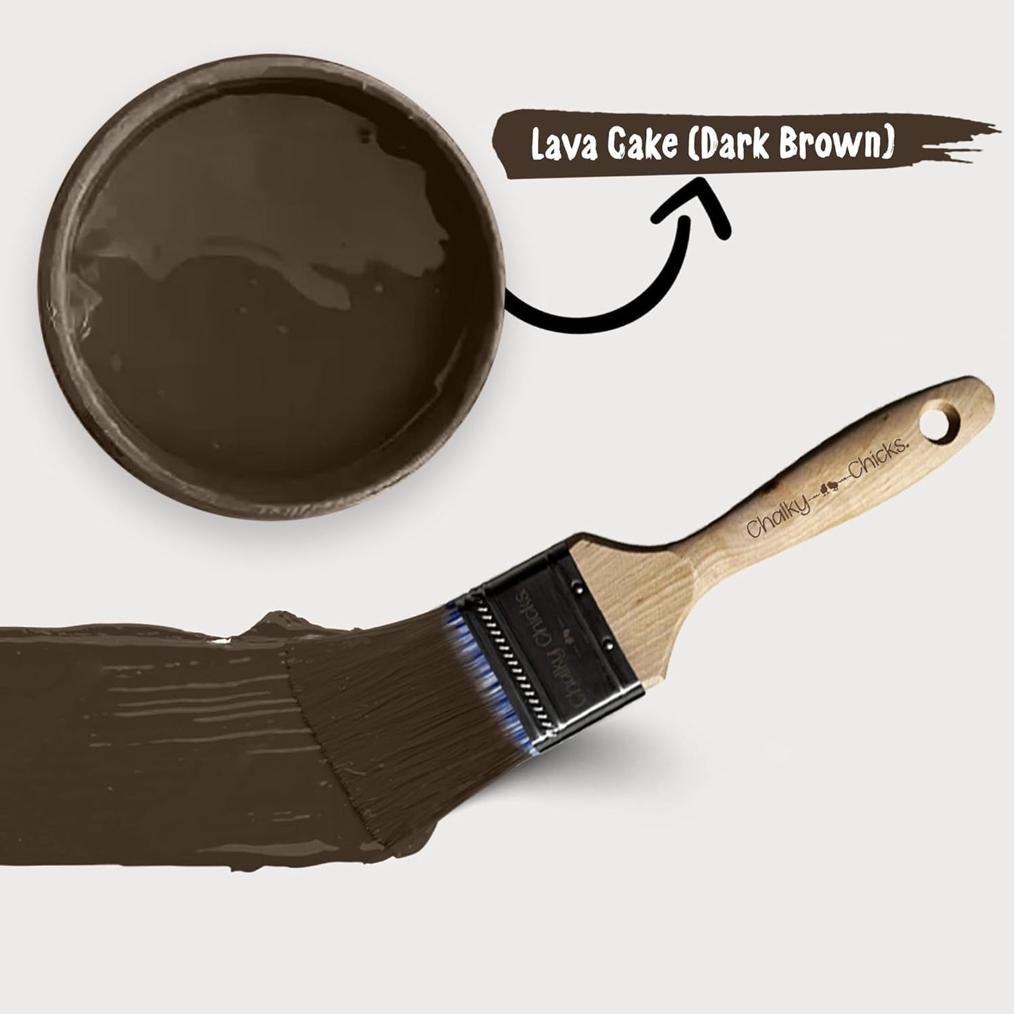 Chalky Chicks 8 Fl Oz Matte Lava Cake (Dark Brown) Chalk Paint for Furniture Without Sanding - No Prep Furniture Paint No Sanding All in One for Crafts, Wood,Walls, Cabinet, Metal, Dresser, Farmhouse