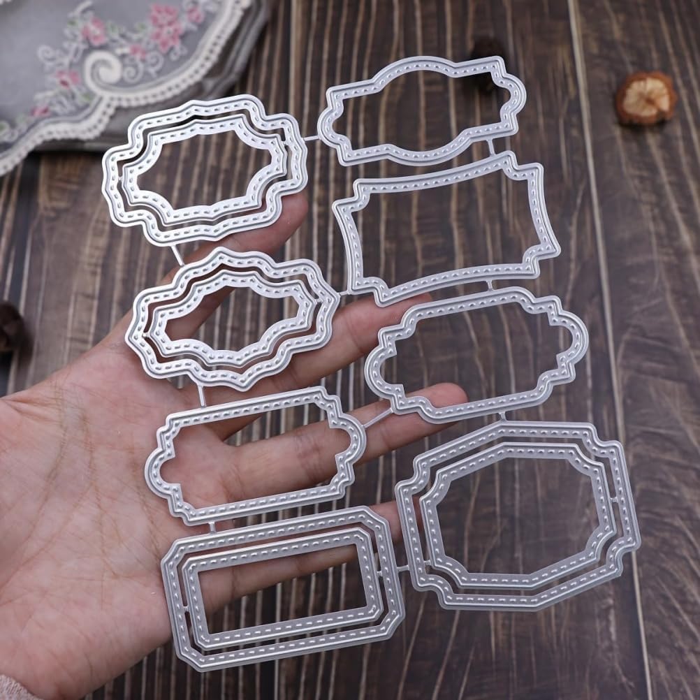 Mvchifay Cutting Dies for Card Making Metal Die-Cuts Scrapbooking Tool Hollow Frame DIY Craft Punch Template Embossing for Paper Album Decor (Various Labels-12.8x15.5cm)