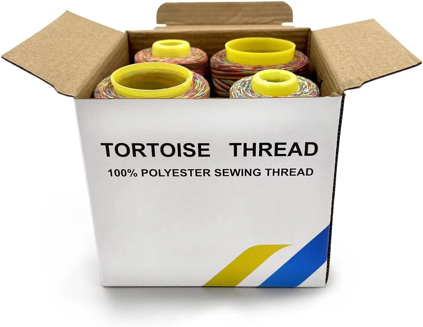 Tortoise 4 Cones of 3000 Yards Each Spool Thread for All Purpose, Serger, Overlock, Quilting, Sewing Machine - 40S/2 Rainbow-3 Polyester Thread