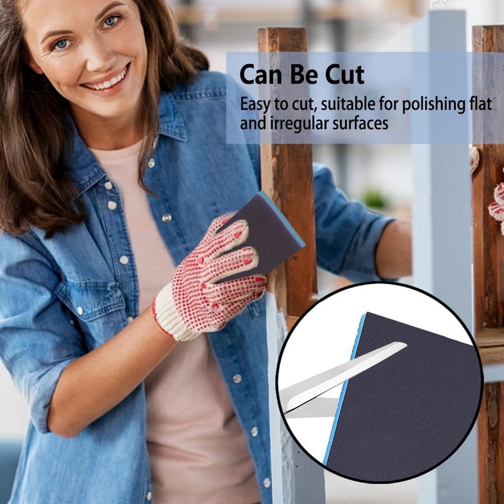 16 Pack 150 Grits Sanding Sponge Medium Sanding Block, Washable and Reusable Wet Dry Sandpaper Block Sandpaper Sponge for Wood Metal FurniturePaint and Drywall