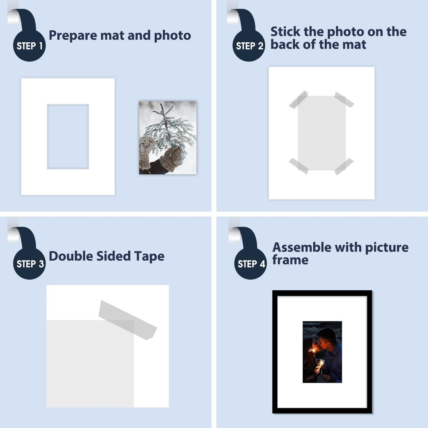 Mat Board Center, Pack of 10, 8x10 for 4x6 White Photo Picture Mats - Acid Free, 4-ply Thickness, White Core - for Pictures, Photos, Framing