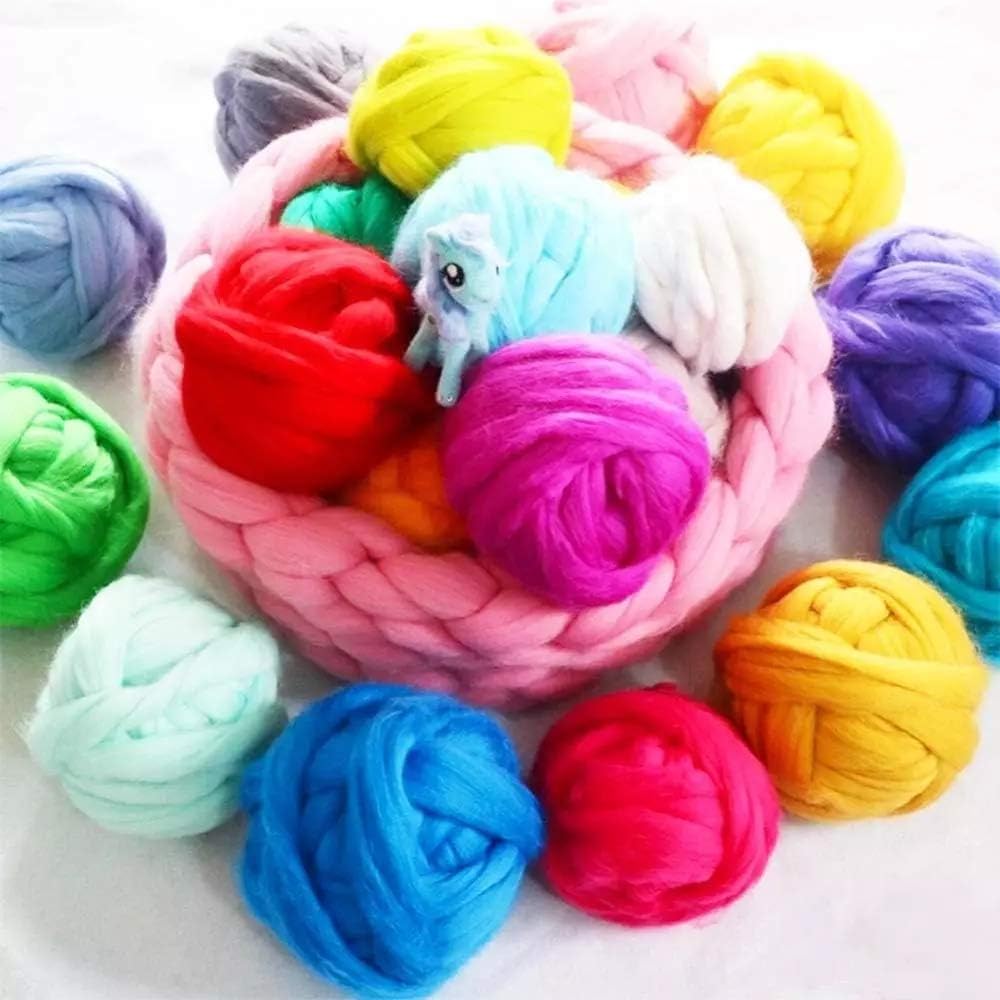 3.53oz Wool Roving Yarn, Fiber Roving Wool Top, Needle Felting Supplies, Pure Wools, Chunky Yarn, Spinning Wools for Needle Felting Wet DIY Hand Spinning (Antique Pink)