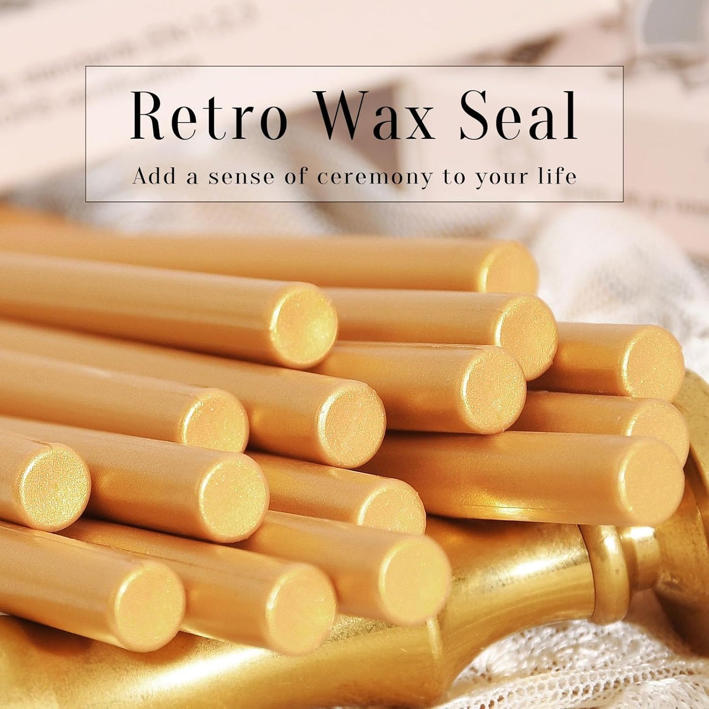 Melting Glue Gun Sealing Wax Sticks for Envelope Thanksgiving Card, Party or Wedding Invitation, Xmas Wrapping,Mini Size, Pack of 16 in Amber Gold