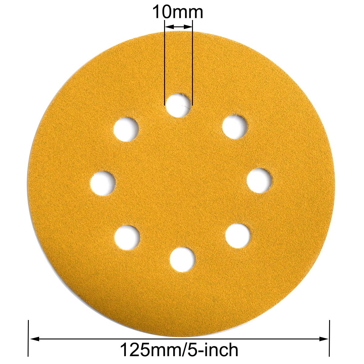5-Inch 8-Hole Hook and Loop Sanding Discs 220-Grit Random Orbit Sandpaper, 50-Pack