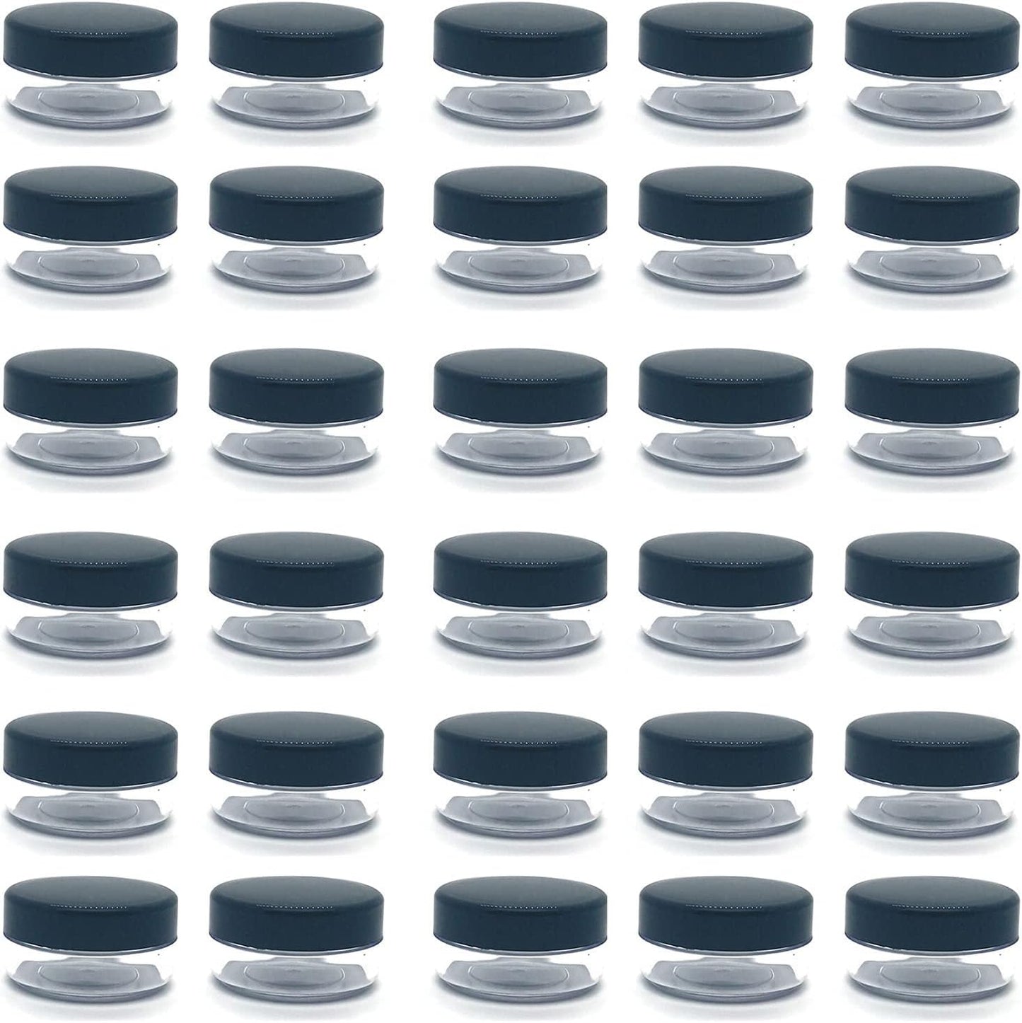 30 Pcs Sample Containers, 10 Gram Mini Sample Jars for Cosmetic, Eye shadow, Black Lid