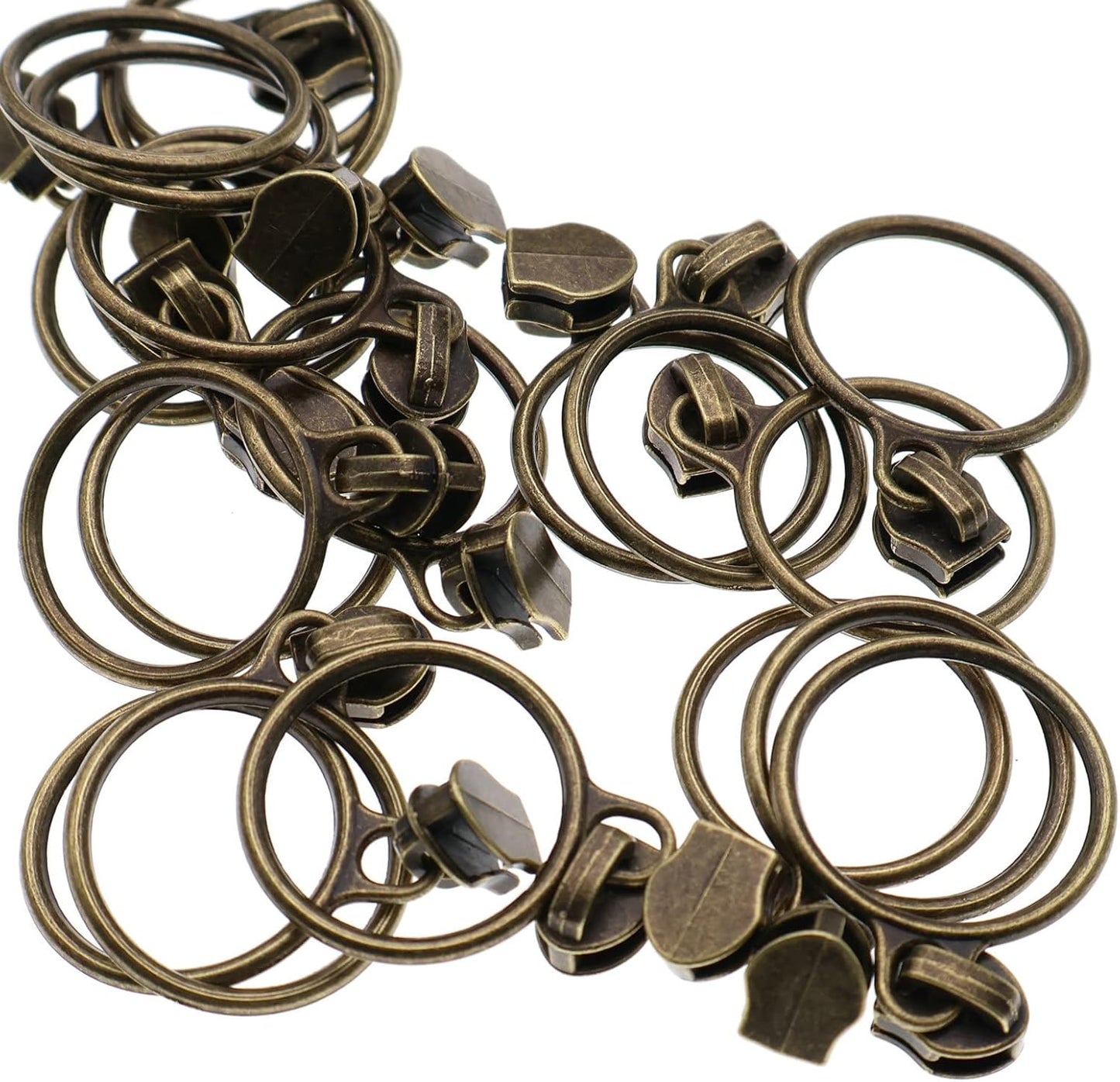 Leekayer 5# Black Nylon Zipper Tape Brass Teeth 10 Yards Continuous Zipper with 25 pcs Ring Pull Silders Bulk(Antique Brass)