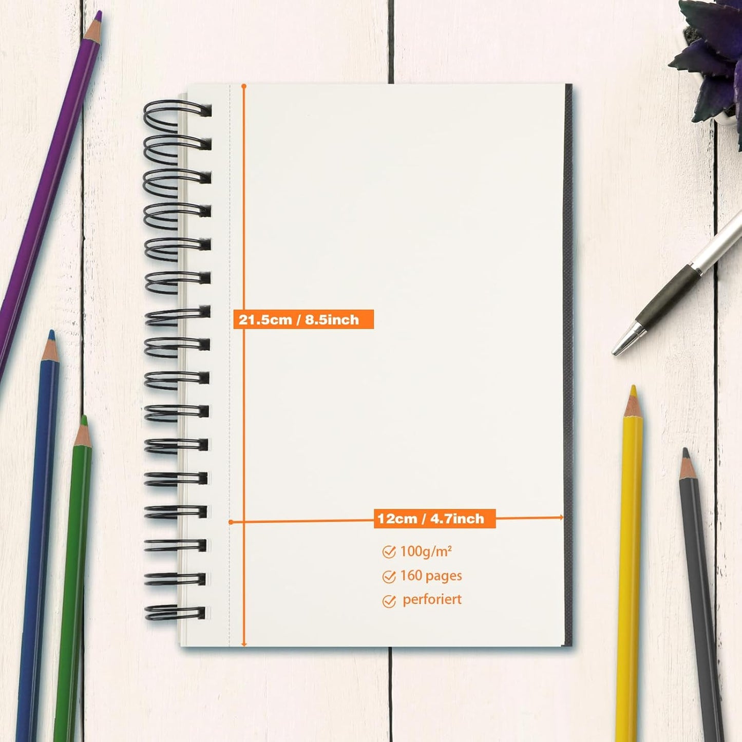 2PACK 5.5x8.5 and 1Pack 9 x 11 inches Hardcover Sketch Book,3 Pack 80-Sheets (68lb/100gsm),Double-Sided Hardbound Sketchbook, Spiral Bound,Acid Free Painting Art Paper for Kids and Adults