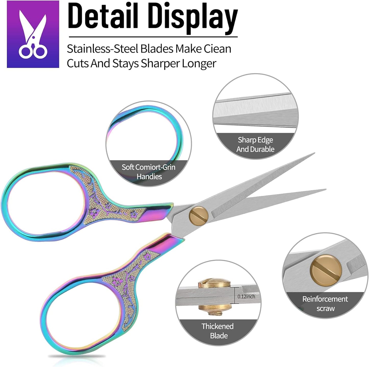 Embroidery precision scissors-Glexal 5 Inch Vintage Scissors-2 pack,Ultra Sharp Blade Shears,scotch small crafts scissors for multi purpose…