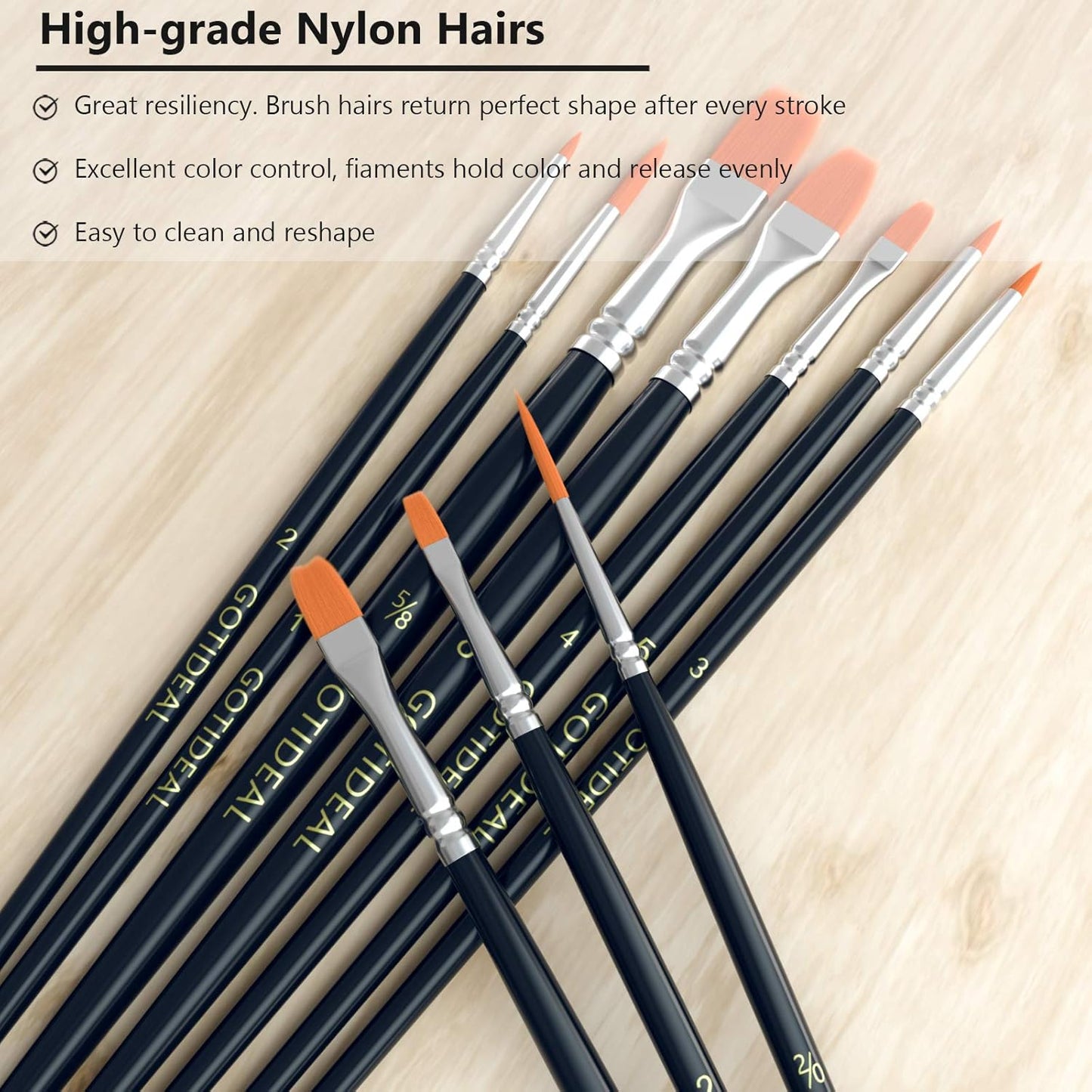 GOTIDEAL Paint Brushes, 20 Pcs Acrylic Painting Brush Set for Oil and Gouache, Small Nylon Hair Brush for Body, Face, Nail Art, Rock Painting, Perfect for Kids & Adult