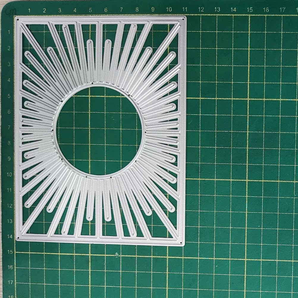 Mvchifay Cutting Dies for Card Making Metal Die-Cuts Scrapbooking Tool Hollow Frame DIY Craft Punch Template Embossing for Paper Album Decor (Sunrise Frame-14.3x11.3cm)