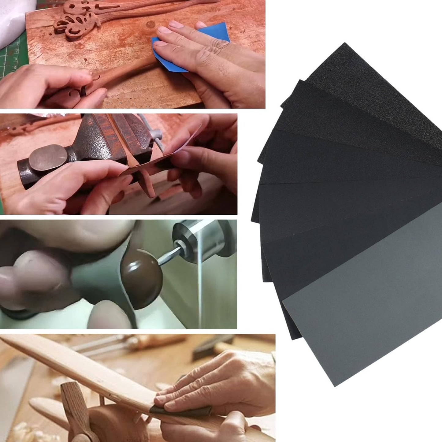 60 Pcs 9x3.6 Inch 8 Grit Mixed Packing Wet and Dry Sandpaper Sheets, Woodworking Furniture/Automobiles/Metal/Lacquer Polishing Sanding Sheets,80/150/320/600/1000/1500 Grit