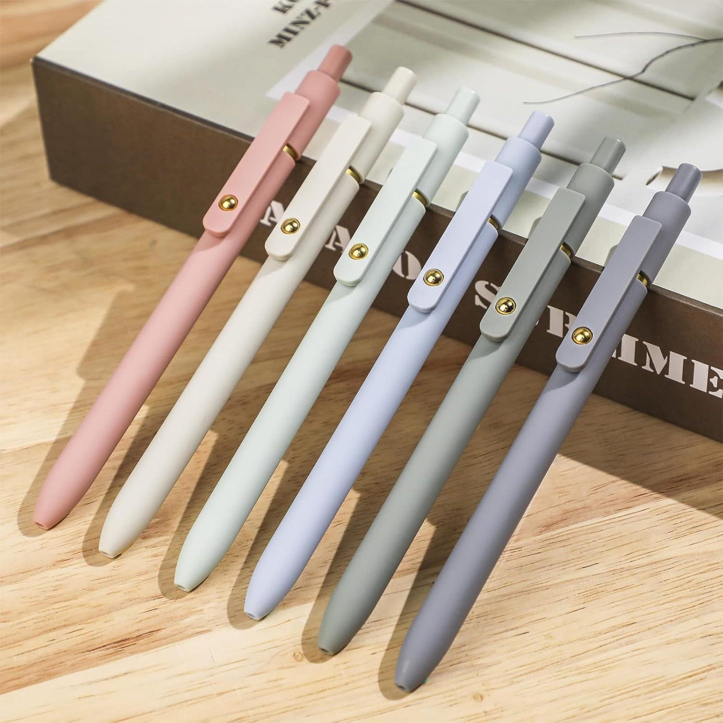 Ddaowanx Gel Pens,0.5mm Quick Dry Black Ink Pens Fine Point Smooth Writing Pens, Cute Office School Supplies Gifts for Women (24 Pcs Morandi-Black Ink)