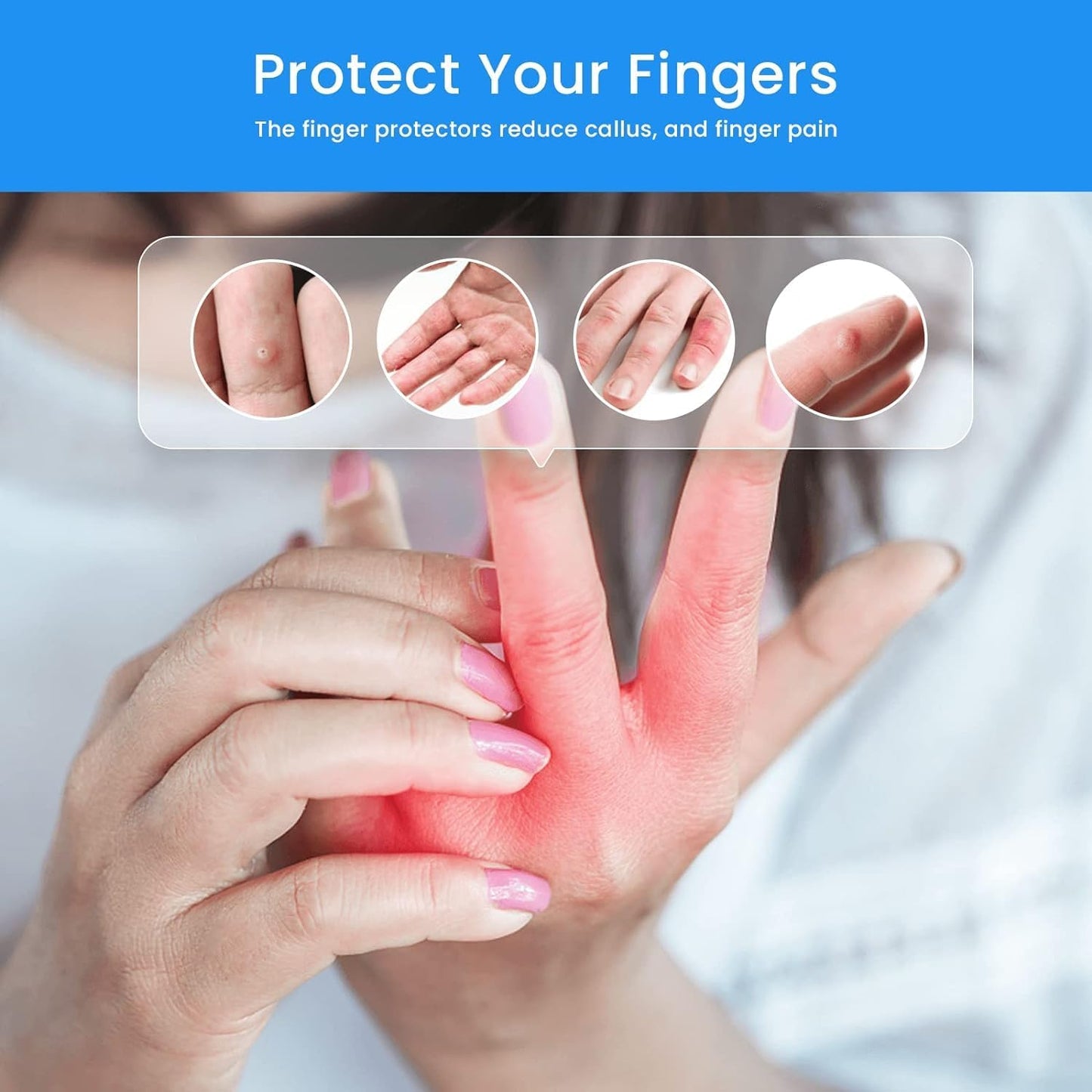 20 PCS Gel Finger Sleeve Protectors - Silicone Finger Sleeves Cushions and Protects - Finger Cots Bandages Provide Relief for Finger Cracking, Corns, Blisters and Calluses Protect (Clear)