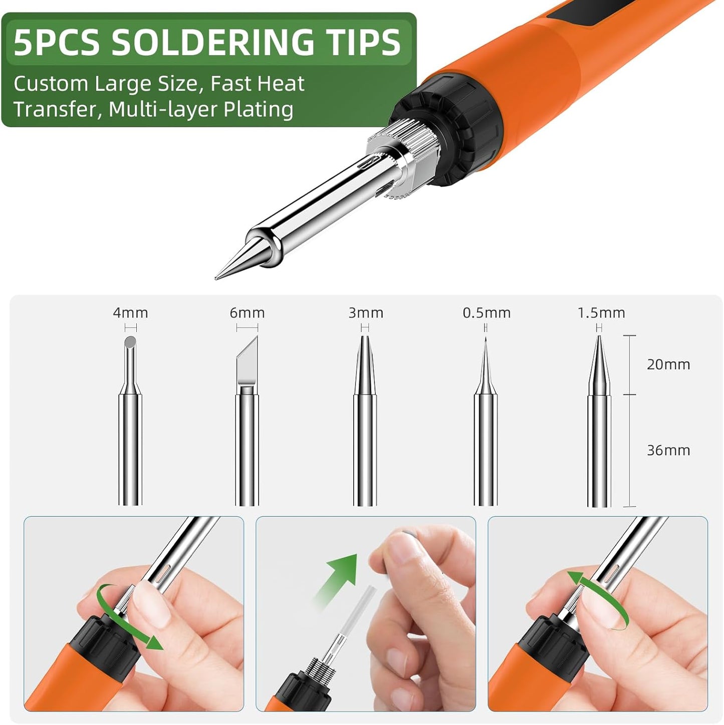 Soldering Iron Kit, 190W Soldering Gun, 110V LED Solder Kit for Electronics, Adjustable Temperature 356-932℉, Includes Solder Wire, Sucker, Tips, Stand, Tweezers, Paste and Solid Wood Box, Orange