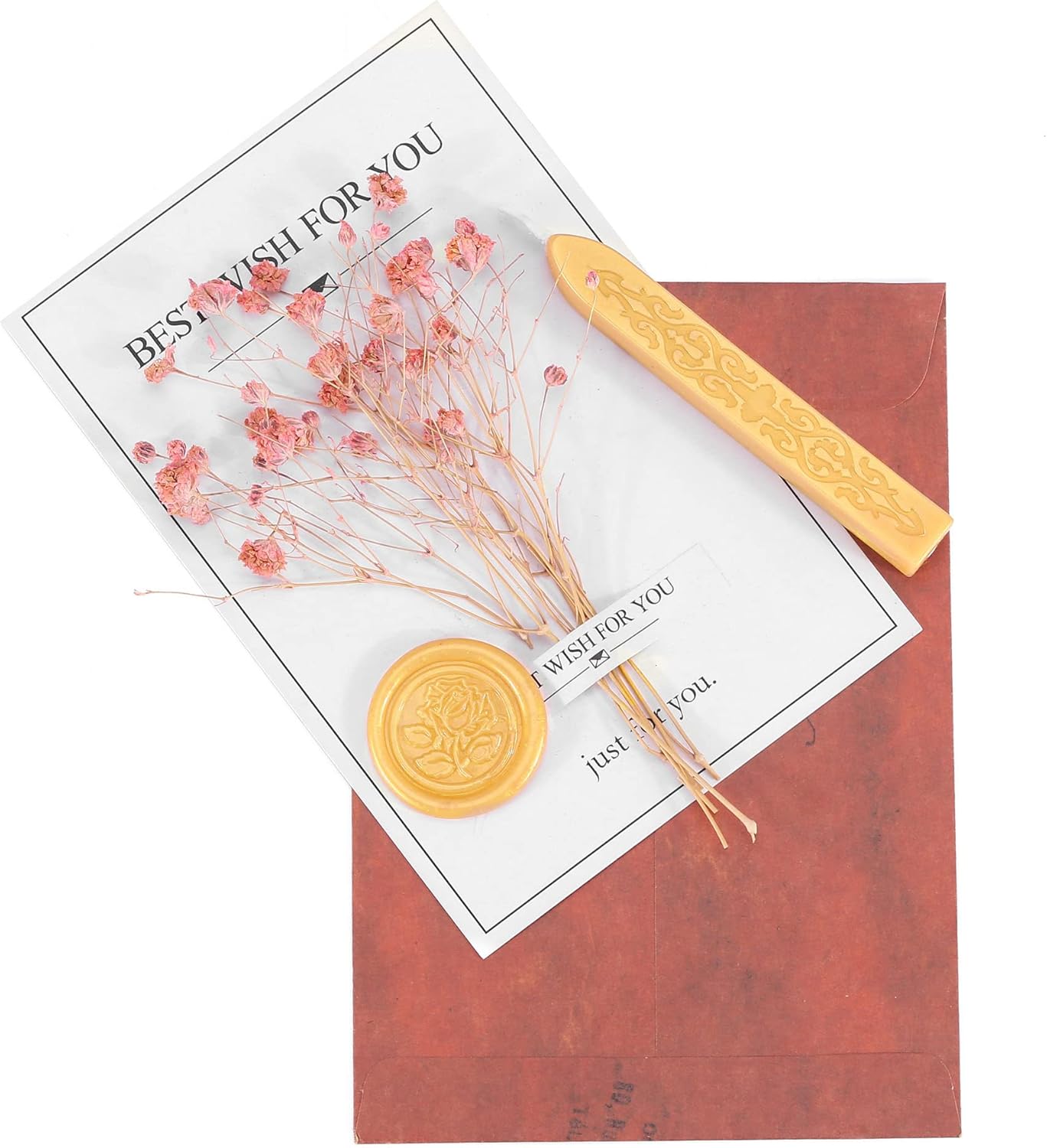 Yoption Sealing Wax Sticks with Wicks Antique Fire Manuscript Sealing Wax for Wax Seal Stamp (Light Golden)