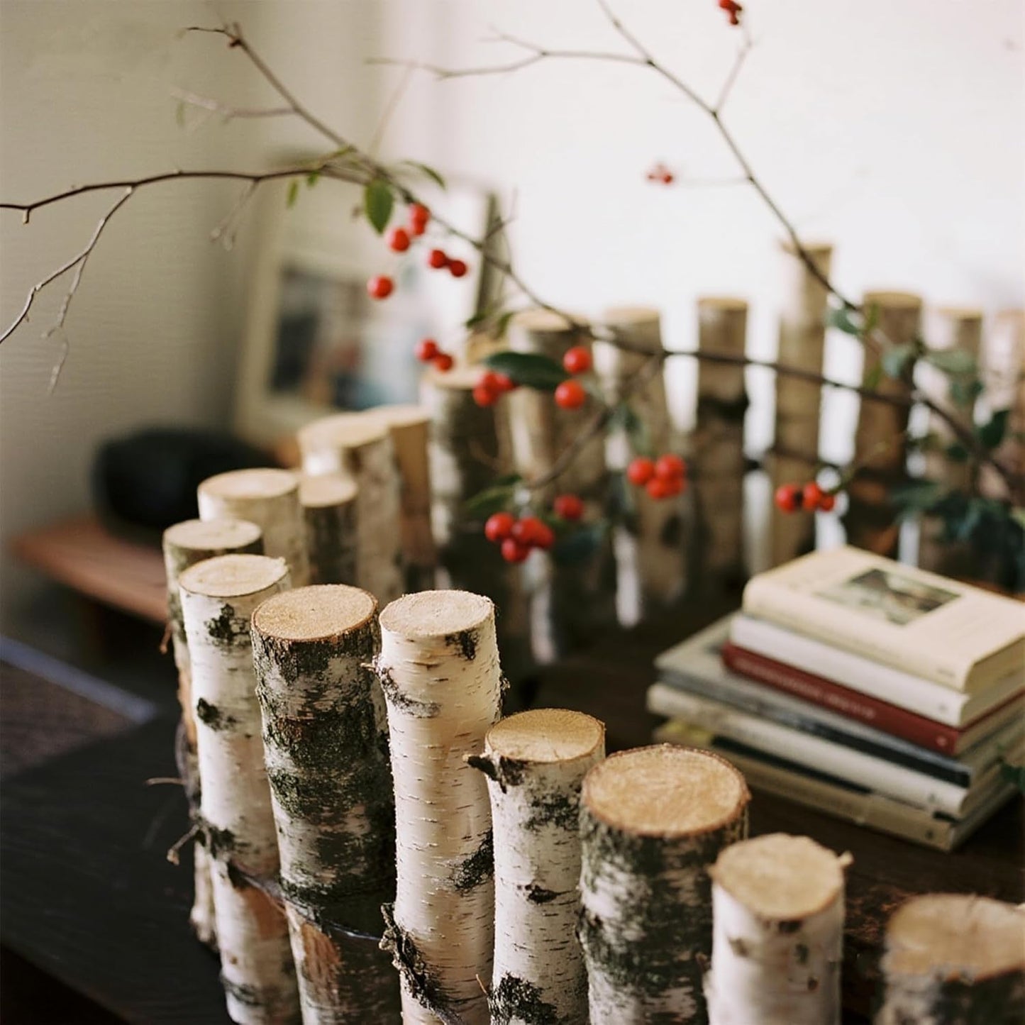 6-Pack White Birch Logs for Fireplace - Birch Tree Logs for Decoration, Decorative Firewood for Faux Mantel, Indoor Decor, DIY Crafts, and Planter Decoration (2.4"-3.2" Dia. x 16" Long)