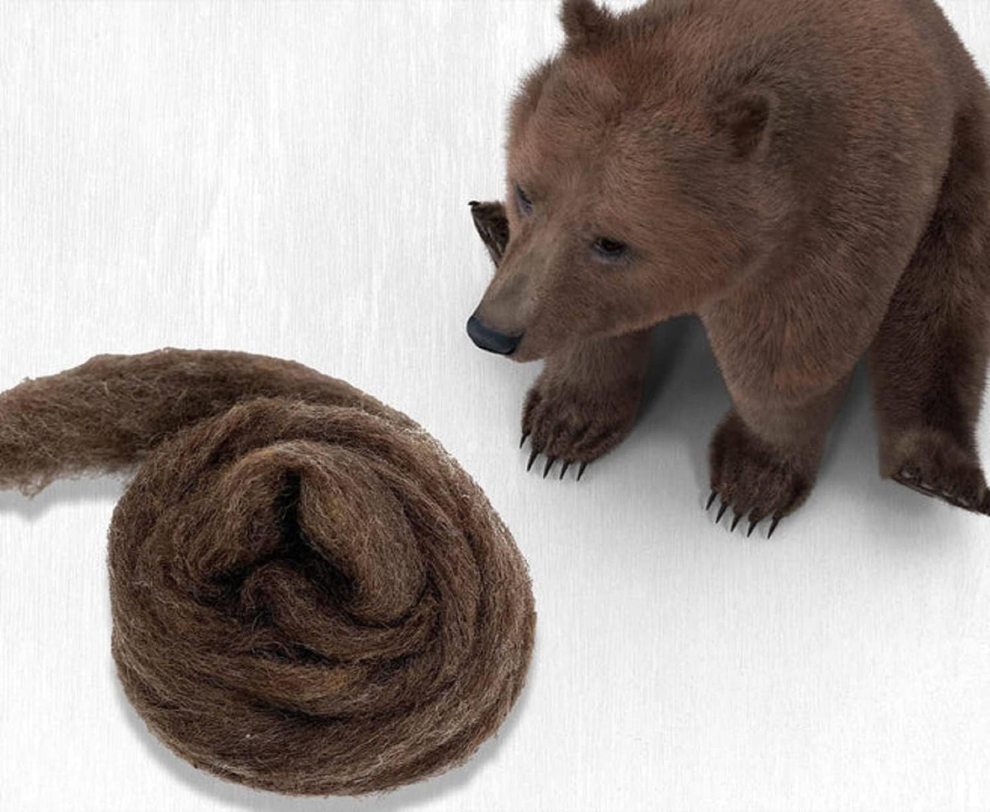Revolution Fibers Carded Corriedale Wool Sliver - Furry Friends | 100% Natural 29 Micron Bulky Wool | Perfect for 3D Needle Felting, and Wet Felting (Bear Brown)