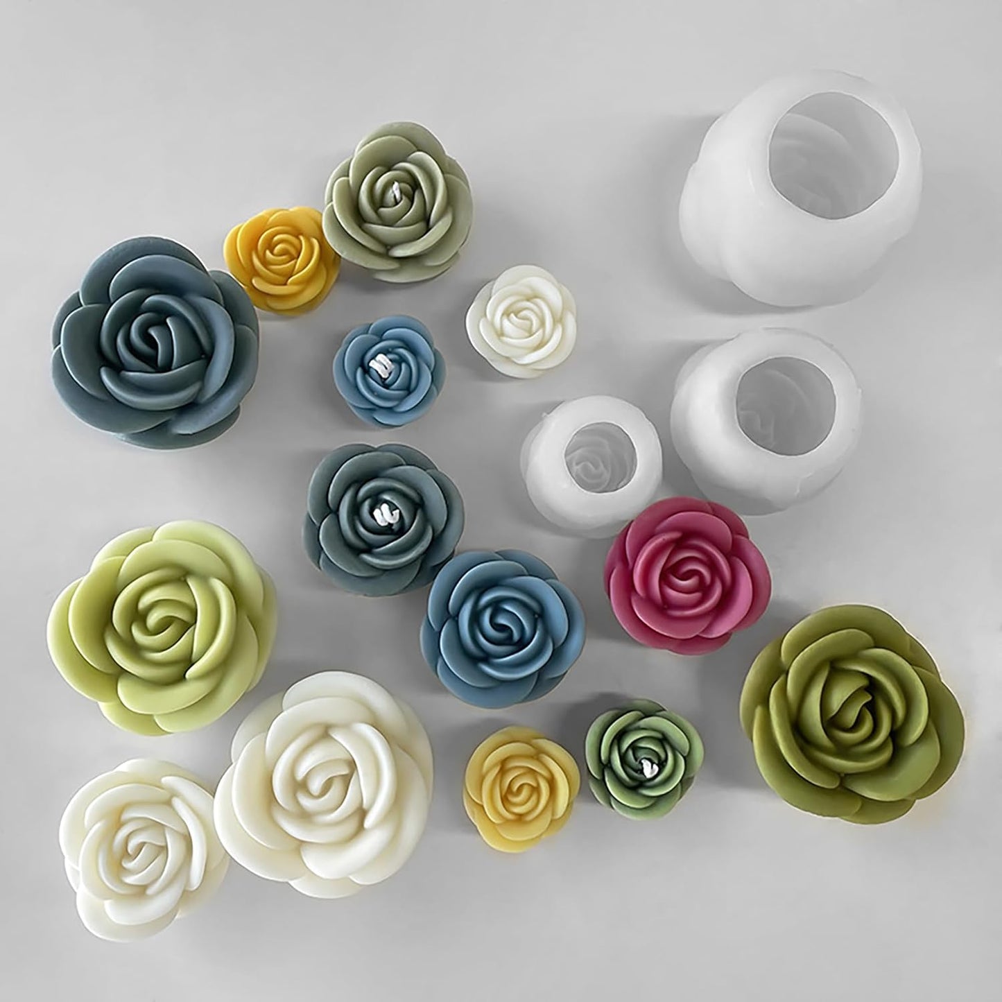 2 Pack Tulip Peony Rose Resin Casting Silicone Molds for Candle Making & Home Decor