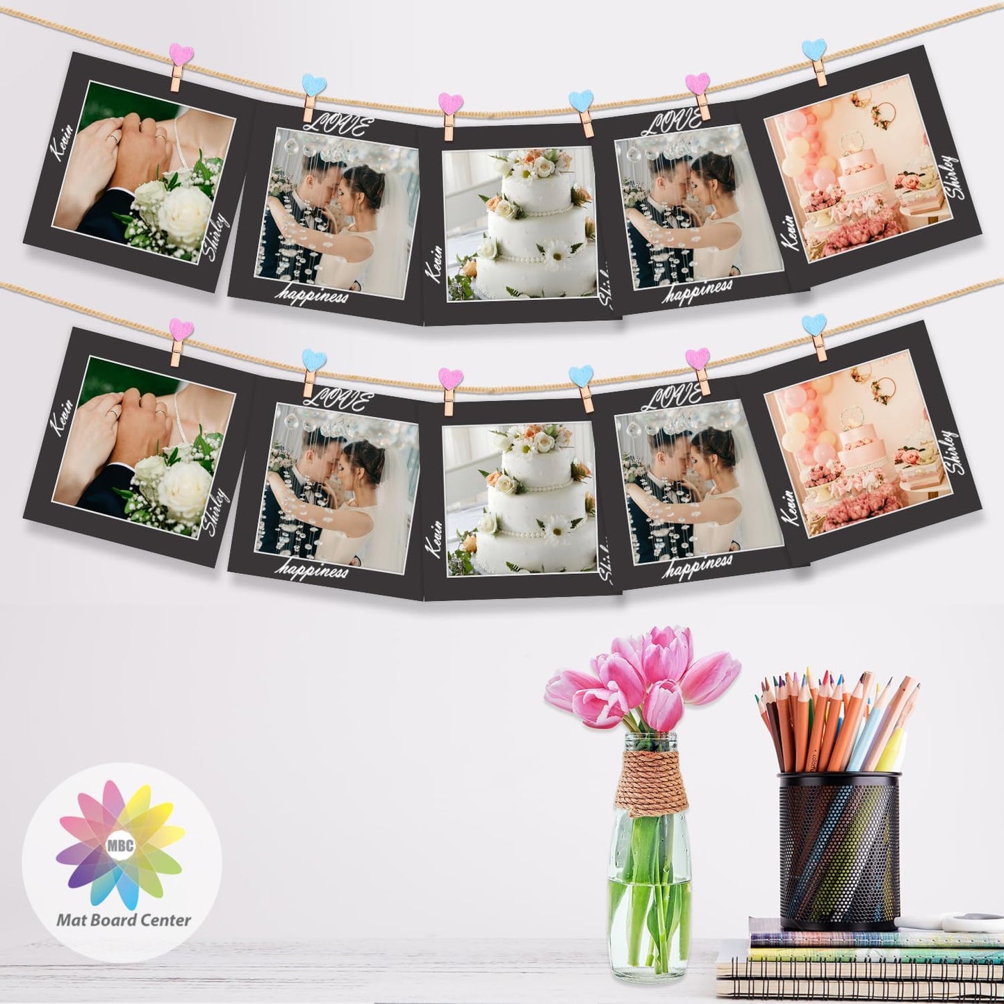 MBC Mat Board Center, 10 Pack 10x10 for 8x8 Black Picture Mats Frame Mattes, Bevel Cut, Acid Free, 4-ply Thickness