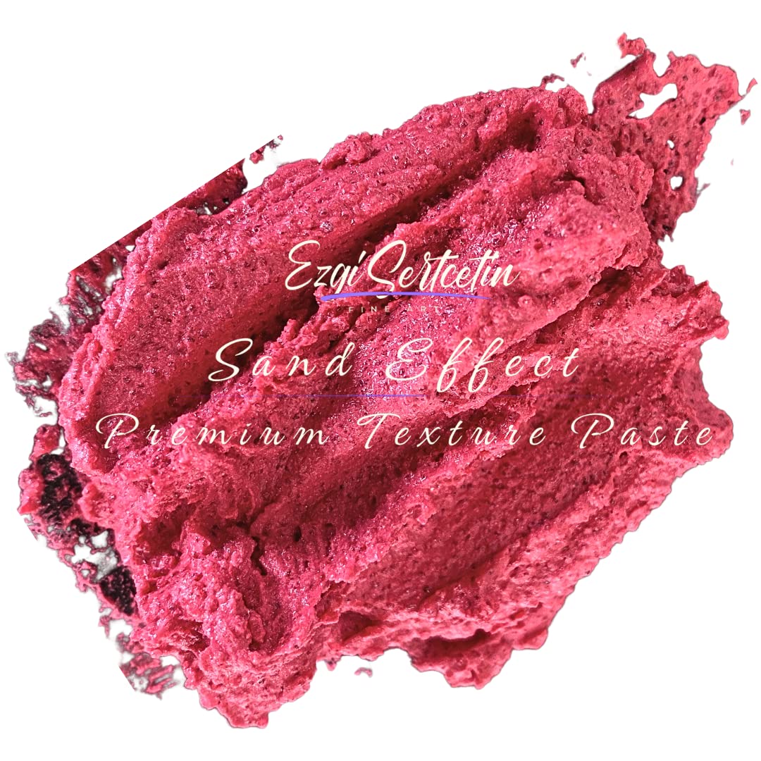 Premium Sand Effect Texture Paste | 6oz by Volume | Unique Metallic Colors | Excellent Sand Texture Effect | by Ezgi Sertcetin (Metallic Red Passioné)
