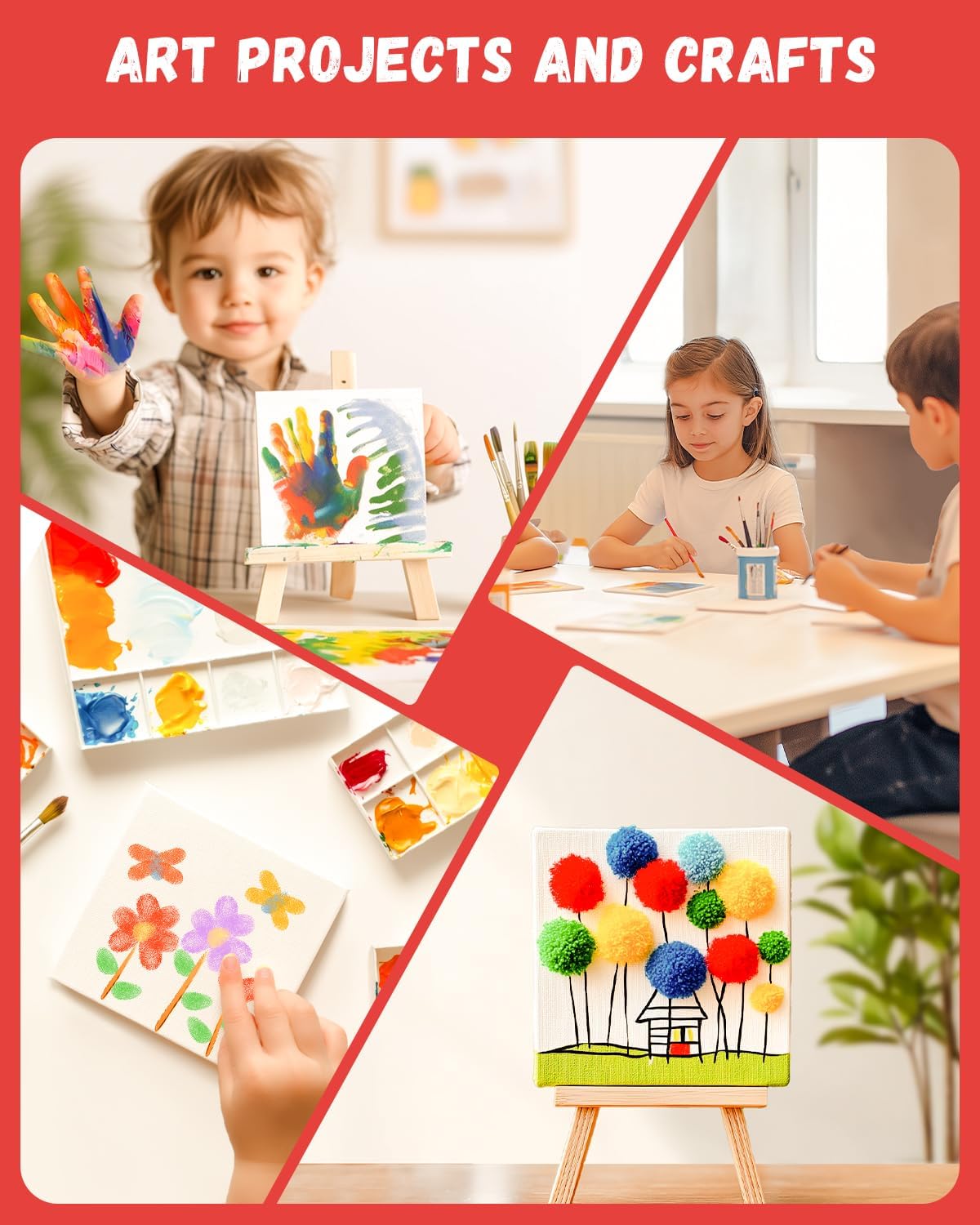 Simetufy Small Painting Canvas Panels 6x6 Inch, 12 Value Pack - 8 Oz Triple Primed 100% Cotton Acid Free White Blank Flat Canvas Boards for Acrylic, Oil Paints