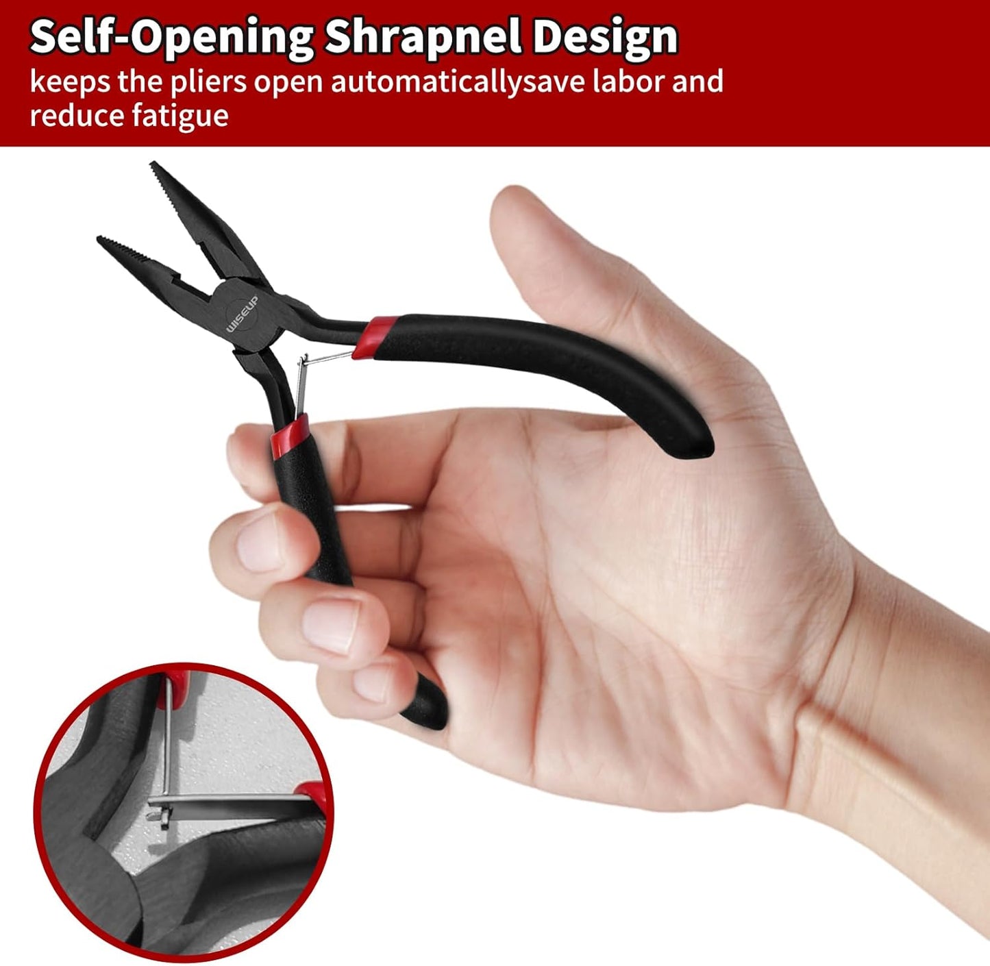 WISEUP 3 Pcs Jewelry Pliers Set - Needle/Chain Nose, Round Nose and Wire Cutters for Jewelry DIY Craft,Repair & Wire Wrapping