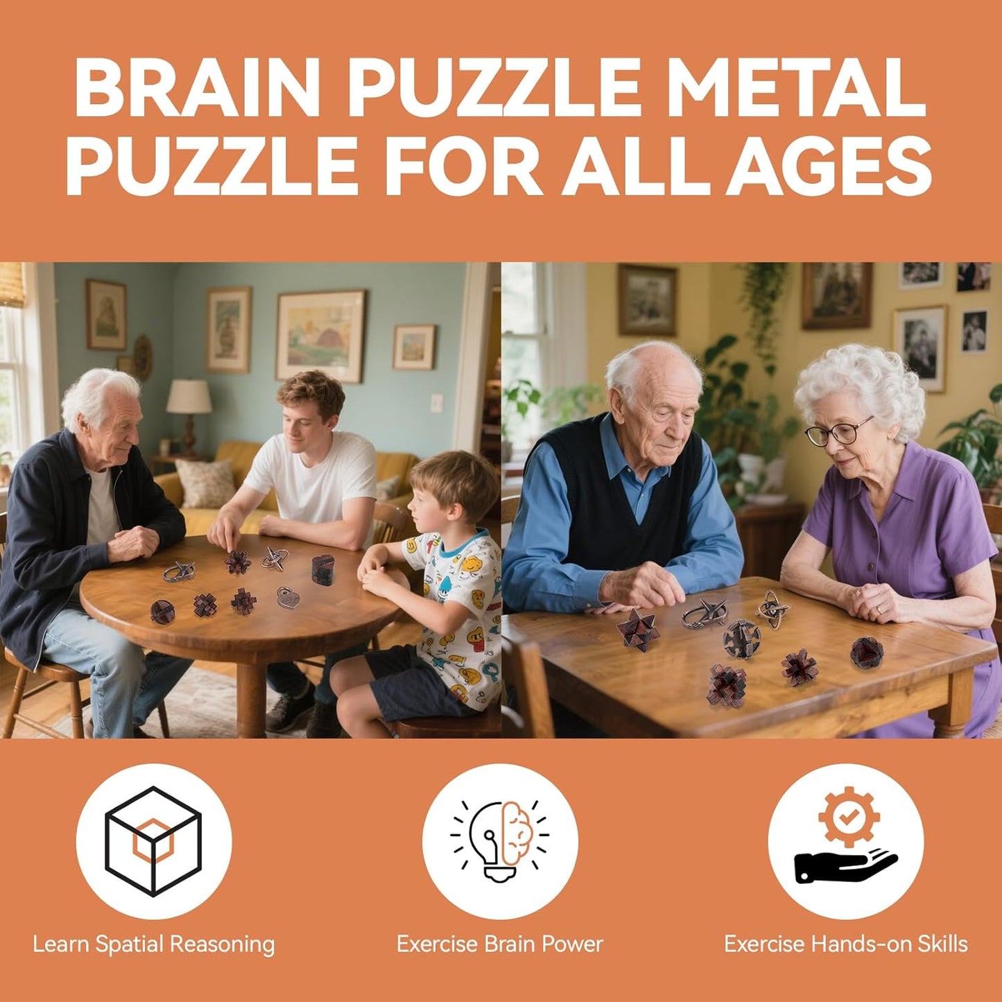 8 Pcs Brain Teaser Puzzles for Adults Teens - Wooden Puzzles 3D Puzzle Game Toys for Adults Teens - Unlock Interlocking Puzzle Adult IQ Education Smart Toys